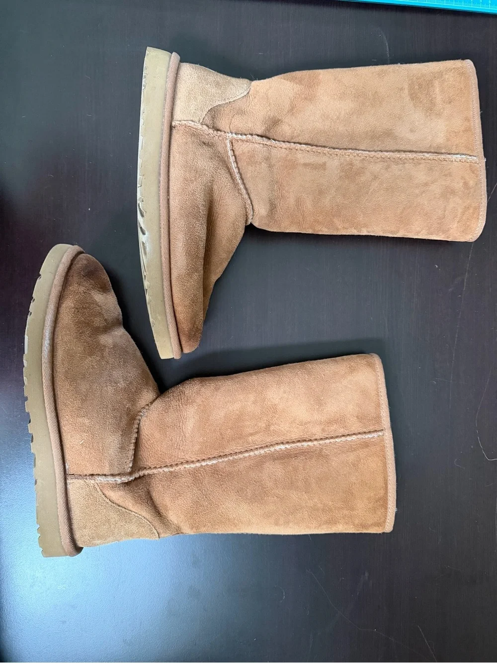 UGG Chestnut Suede Mid-Calf Sheepskin Boots - Women